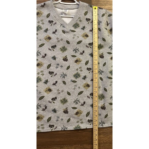 Just My Size 14W 16W Gray Leaf Print V-Neck Sweatshirt Plus - Picture 7 of 7